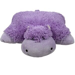 Pillow Pets Purple Hippo Plush Stuffed Animal Pillow Lovey Folding Pillow 19"